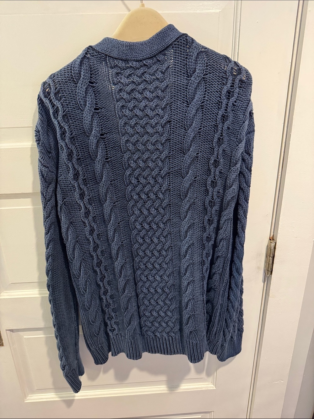 Navy Cable-Knit Button-Front Cardigan - Picture 5 of 5